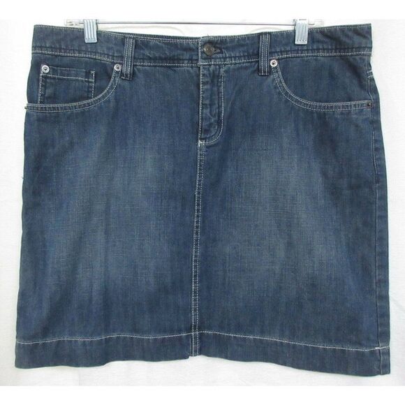 GH Bass & Co Size 10 Dark Denim Short Pencil Skirt Straight 100% Cotton 5 Pocket - Picture 1 of 4